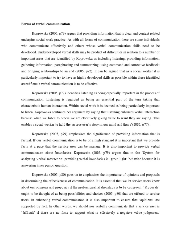 Effective Verbal Communication in Social Work | PDF | Interpersonal ...