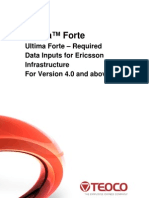Ultima Forte Required Data Inputs For Ericsson Infrastructure