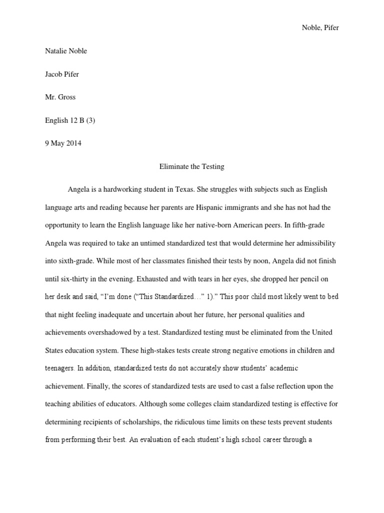 standardized testing research paper Standardized Tests Test