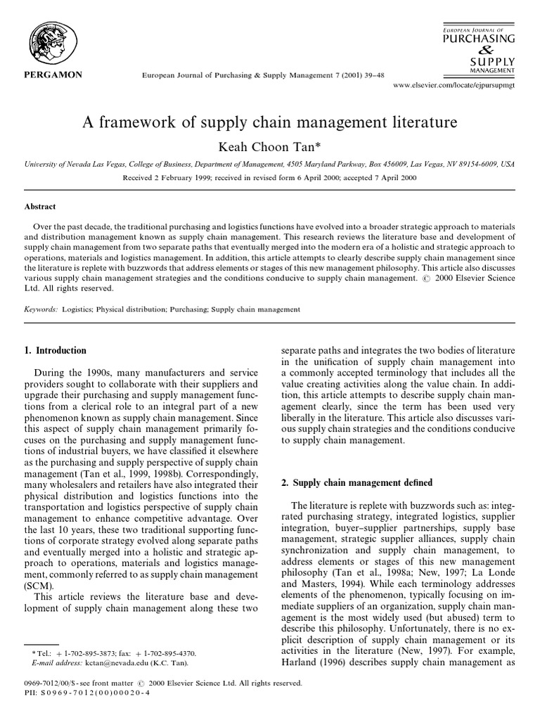 Framework for Supply Chain Management | PDF | Supply Chain Management ...