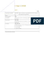 English Year 2 KSSR: Sample Worksheet Band 1