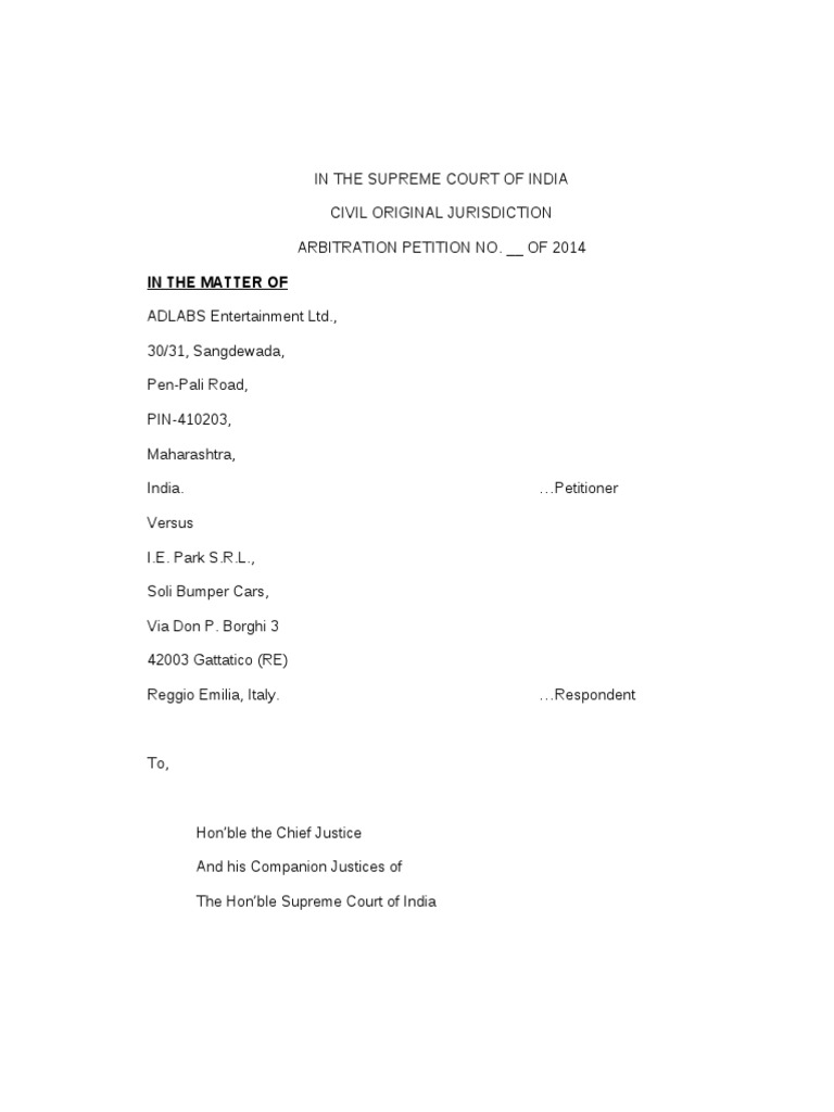 Application for Appointment of Arbitrator | Arbitral Tribunal | Arbitration