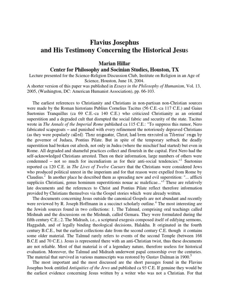 Testimonium Flavianum FULL TEXT | Josephus | John The Baptist