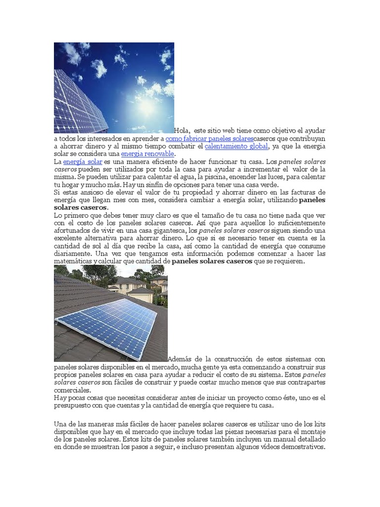 Panel Solar Casero | PDF | Energía solar | Panel solar, image size:768x1024