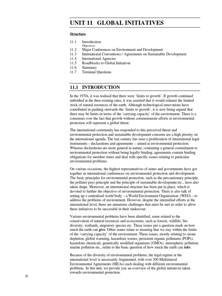 Global Initiatives for Environmental Protection | PDF | Global ...
