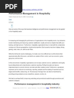 Performance Management in Hospitality Industry