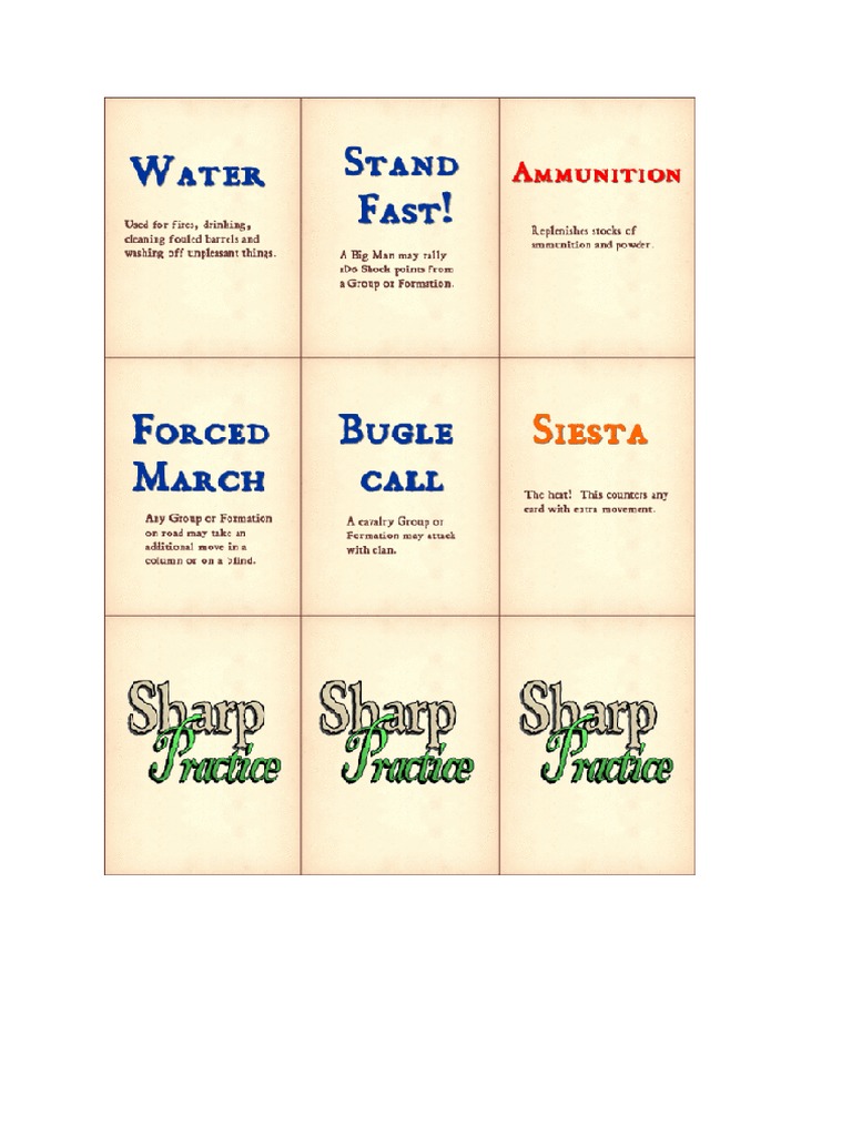 Sharp Practice Cards