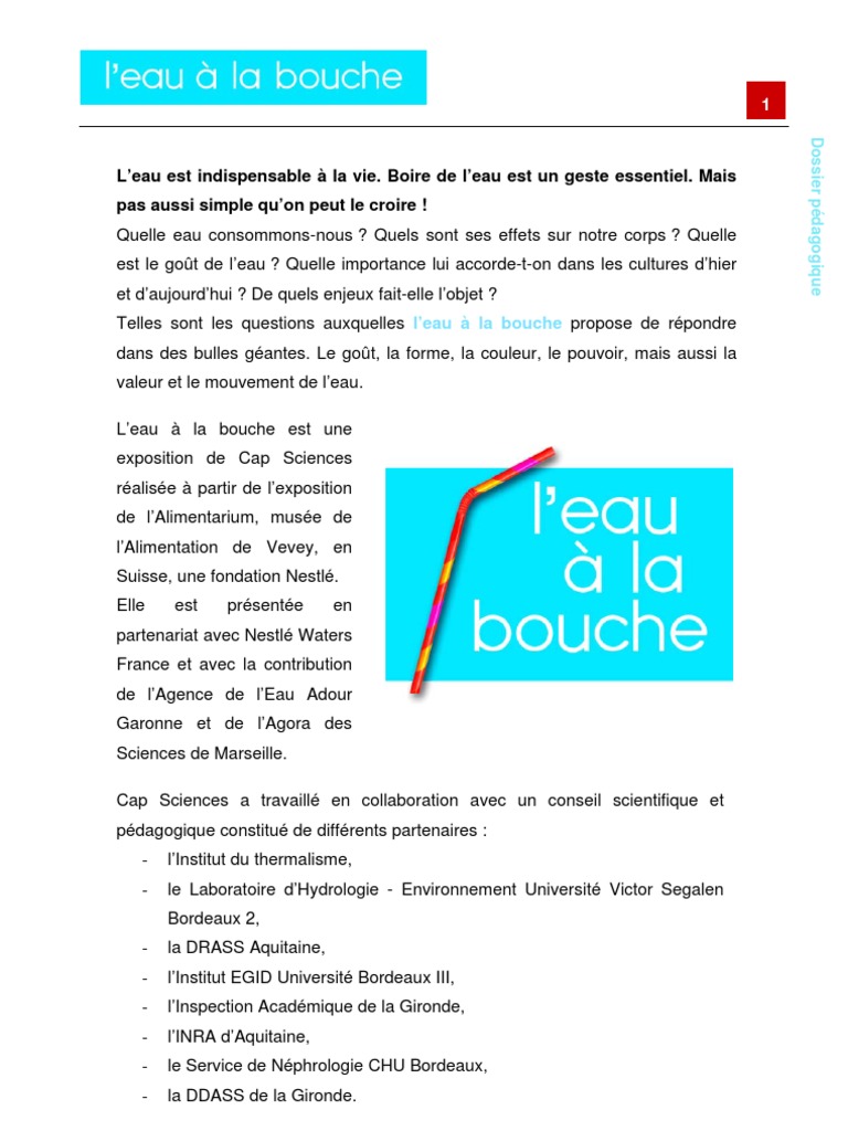 Dossier Pédagogique L'eau À La Bouche, PDF