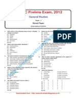 CGPSC Prelims Exam., 2012 General Studies (Paper-I) Solved Paper