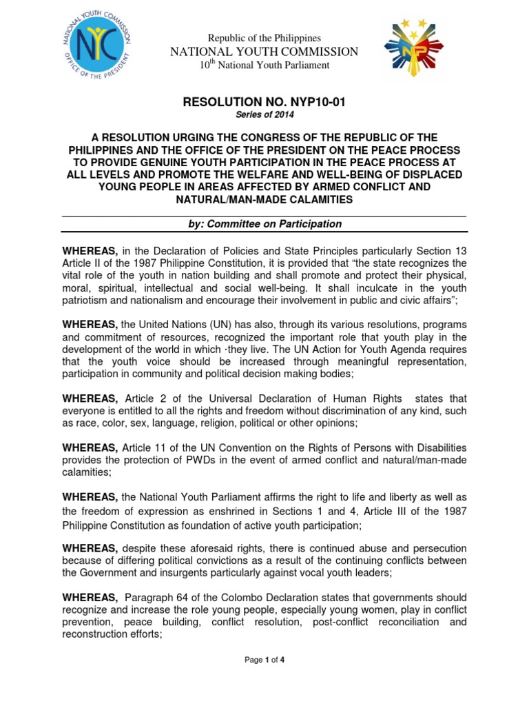 Youth Participation in Philippine Peace Process | PDF | Peacebuilding ...