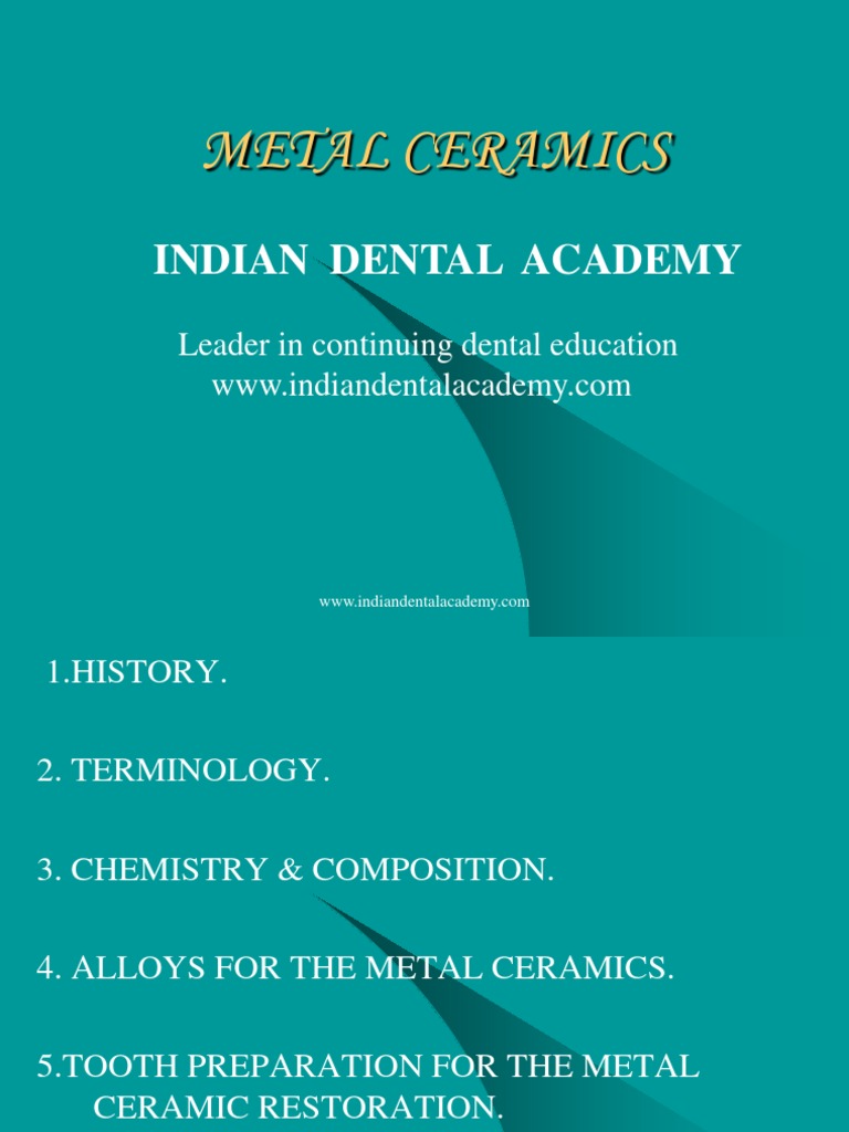 Metal Ceramics in Dental Restoration | PDF