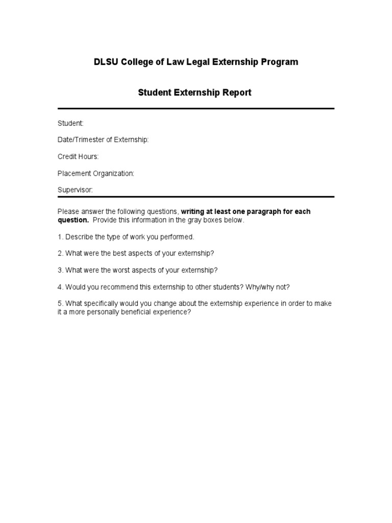 Externship Report for DLSU Law Students | PDF | Career & Growth