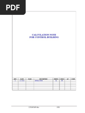 Calculation Note For Control Building Rev A1 Pdf Strength Of Materials Chemical Product Engineering