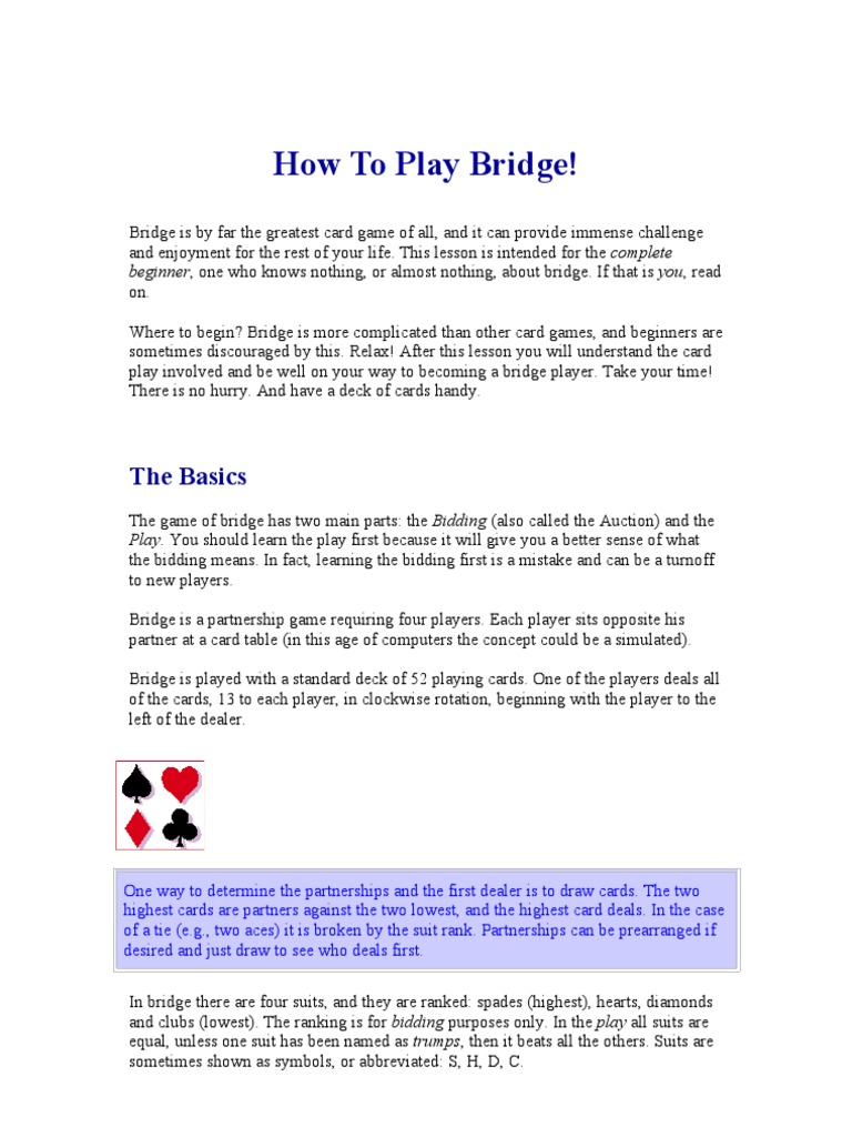 Bridge: card game rules