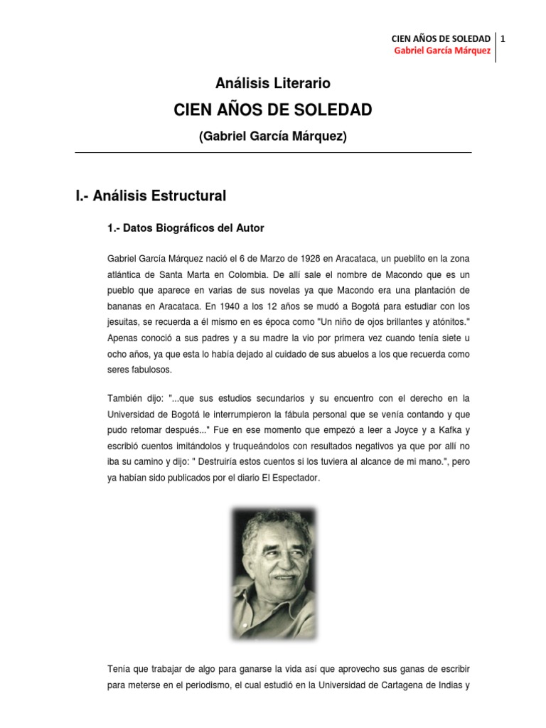 Análisis Literario Cien Años de Soledad PDF