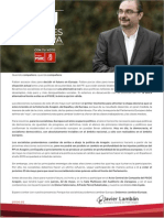 #TuMuevesEuropa Carta de Javier Lambán A Militantes y Simpatizantes Del PSOE Aragón