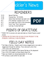 Reminders: Ms. Sickler's News