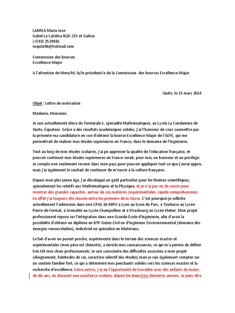 Lettre Motivation Obtention Bourse Rungon f