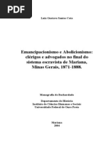 Emancipacionismo e Abolicionismo – Clérigos e Advogados No Final Do Sistema Escravista de Mariana, Minas Gerais, 1871 - 1888