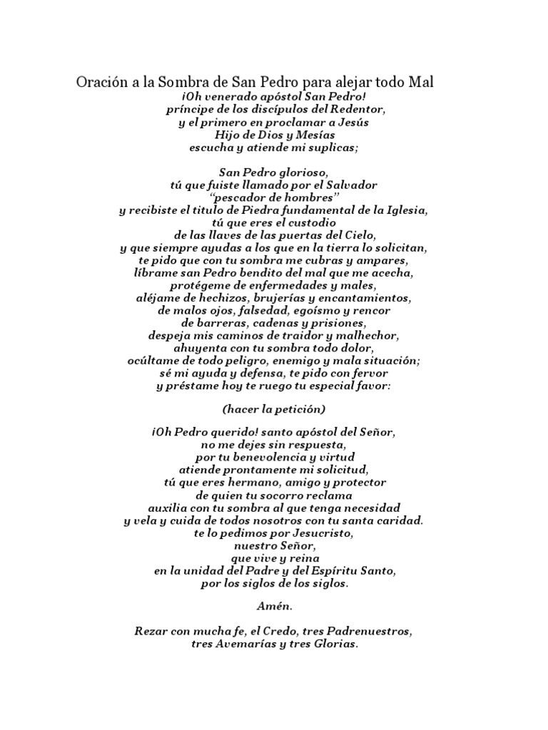 Oración a La Sombra de San Pedro Para Alejar Todo Mal