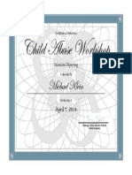 Klein Child Abuse Workshop Certificate