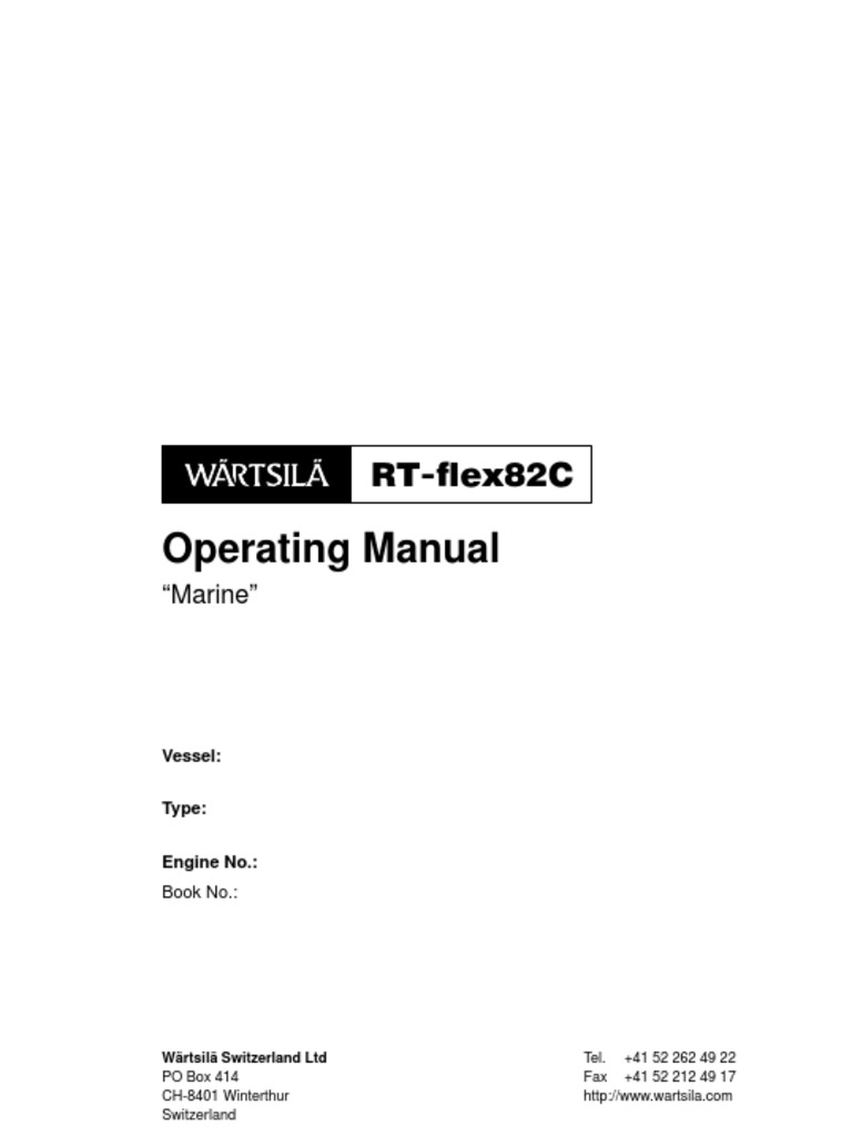 Wartsila (Sulzer) RT-FLEX82C -Operating Manual | Internal Combustion Engine  | Diesel Engine
