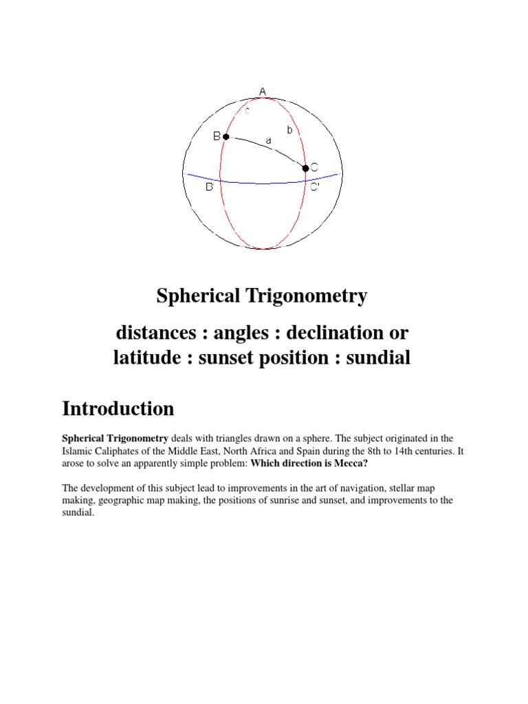 Spherical Trigonometry Longitude Sine