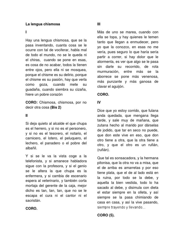 La Lengua Chismosa PDF