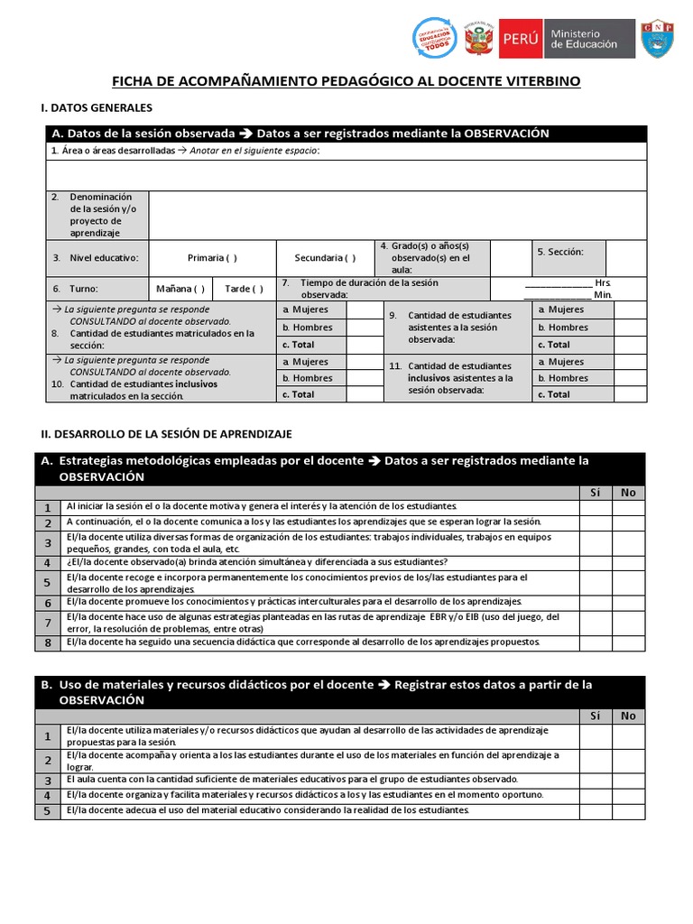 Ficha de Acompañamiento Pedagógico Al Docente | PDF | Maestros ...