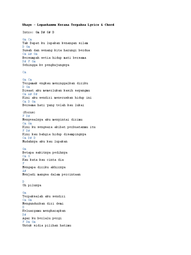 Ukays Lepaskanmu Kerana Terpaksa Pdf