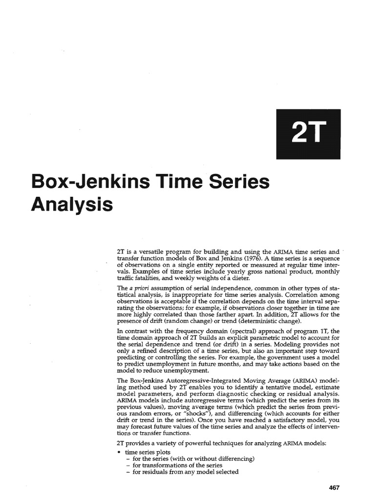 Box Jenkins Autoregressive Integrated Moving Average Time Series