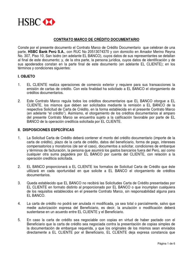 Contrato Credito Documentario