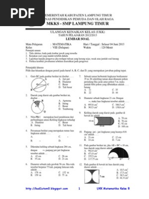 Soal Dan Pembahasan Ukk Matematika Smp Kelas 8 Tahun 2013