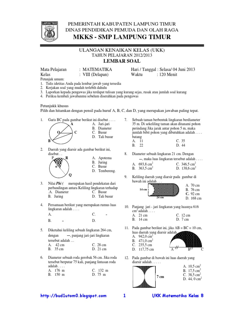 Contoh Soal Matematika Essay - Mata Pelajaran