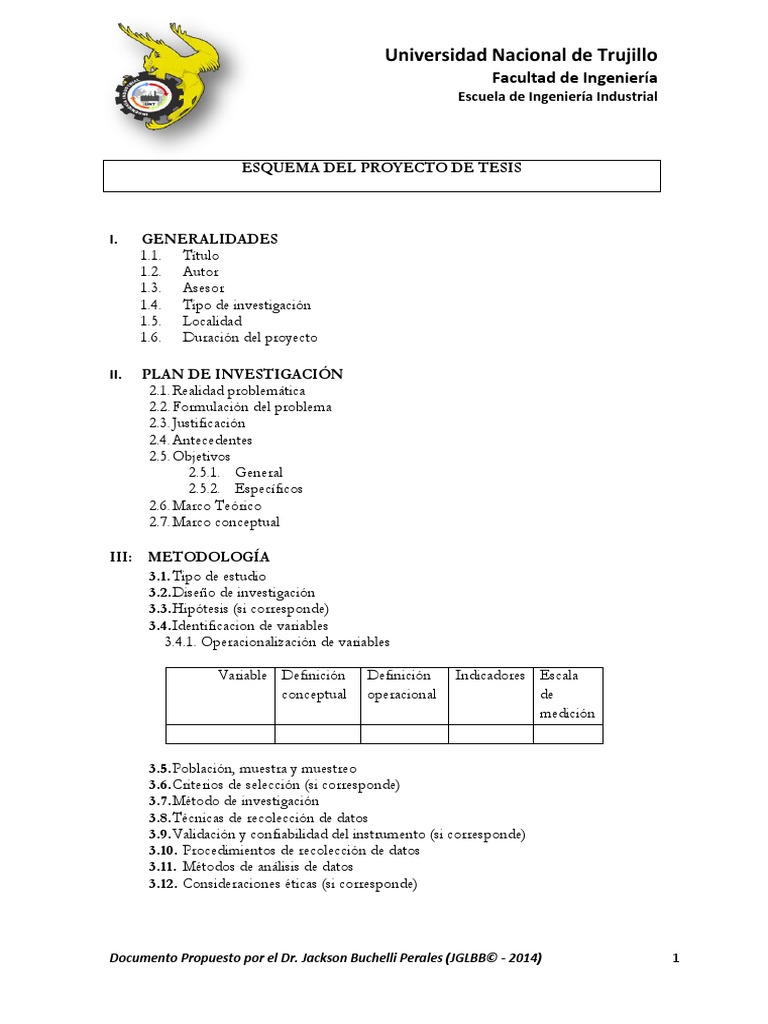 Instrucciones para Elaborar El Proyecto de Tesis | PDF | Validez ...