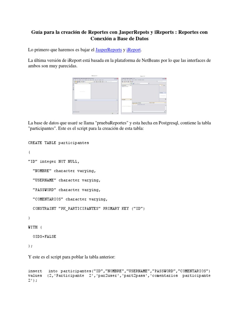 Guía de Reportes con JasperReports | PDF | SQL | Java (lenguaje de ...
