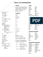 Python 2.6 Cheatsheet (2008)