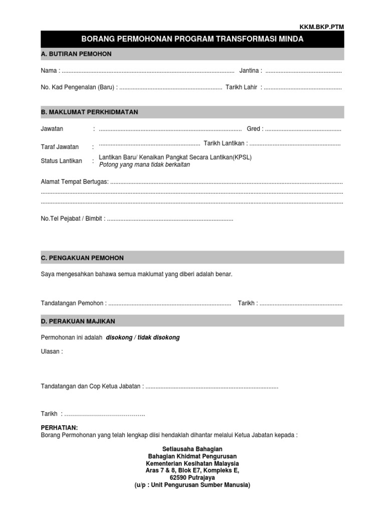 Borang Transformasi Minda Pdf