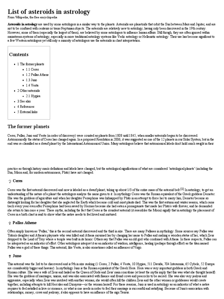 List Of Asteroids In Astrology Pdf Asteroid Ceres Dwarf Planet