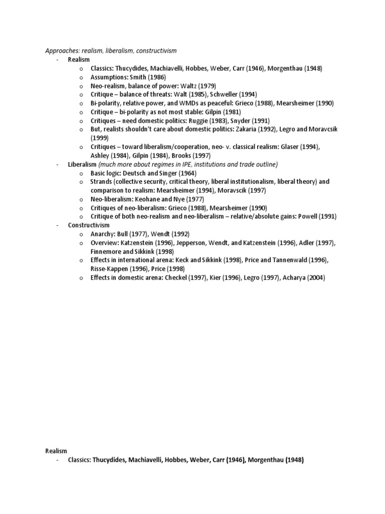 Approaches Realism Liberalism Constructivism Download Free Pdf