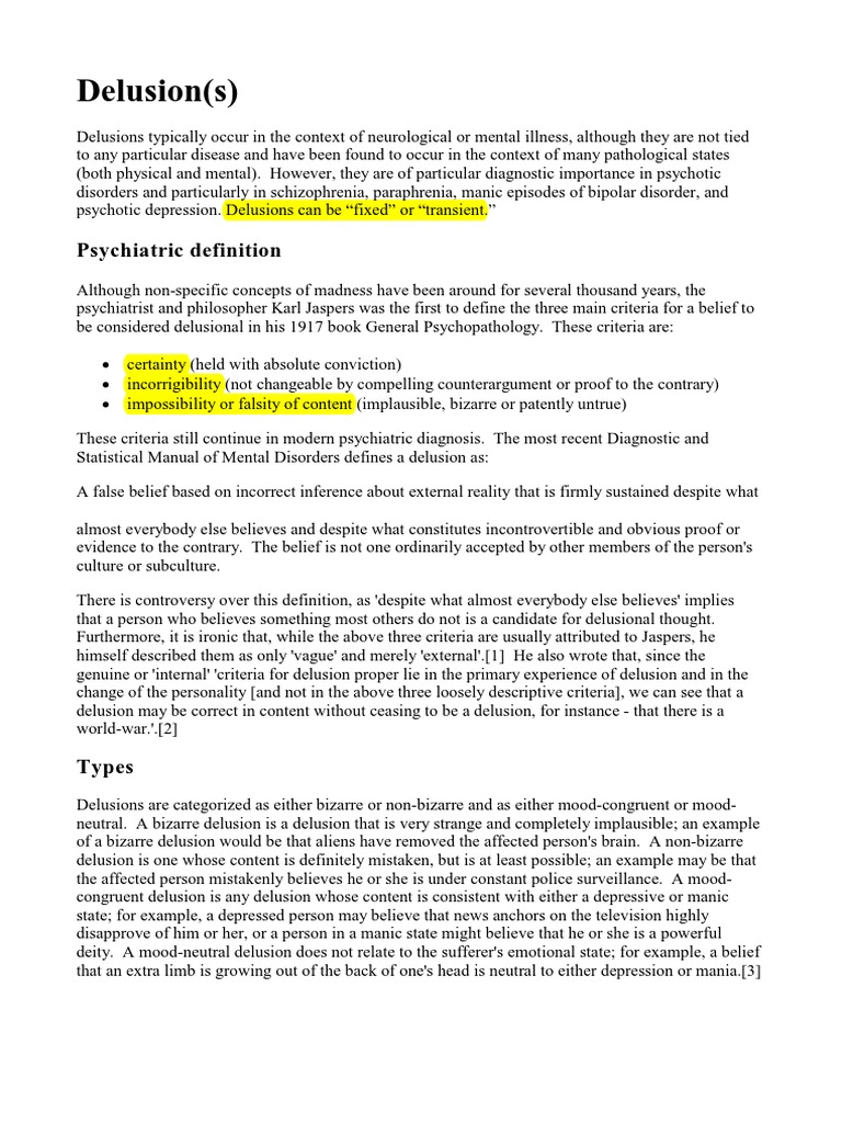 Delusions | PDF | Delusion | Applied Psychology