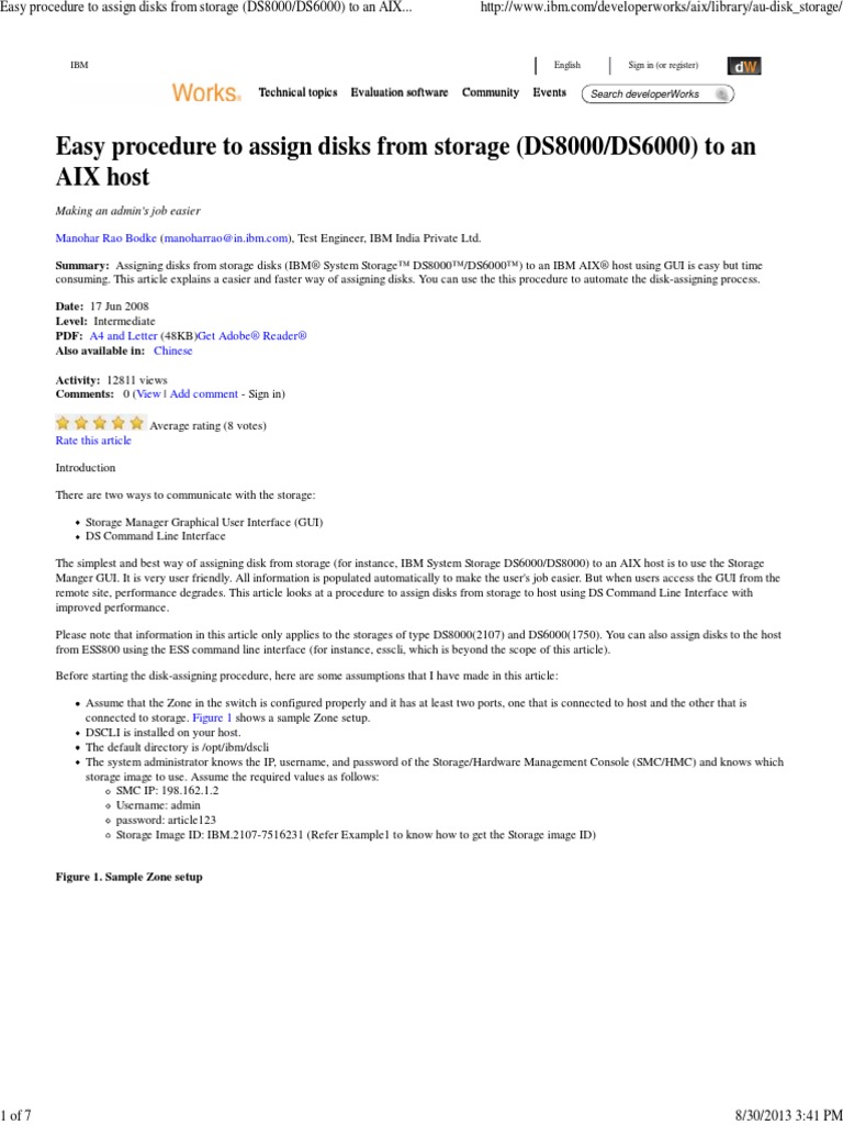 Easy Procedure To Assign Disks From Storage (DS8000 DS6000) To An AIX Host Download Free PDF