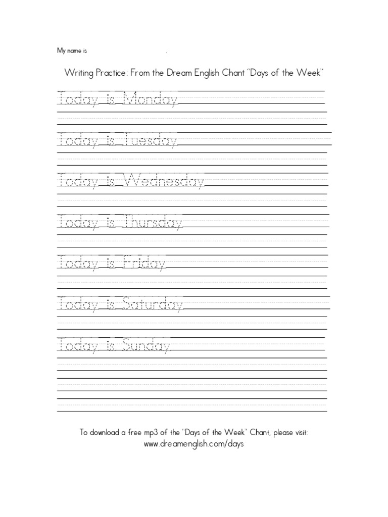 Days of the Week Chant Practice | PDF