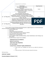 Dear Aspirant, The Interview Schedule For Various Departments Is As Follows