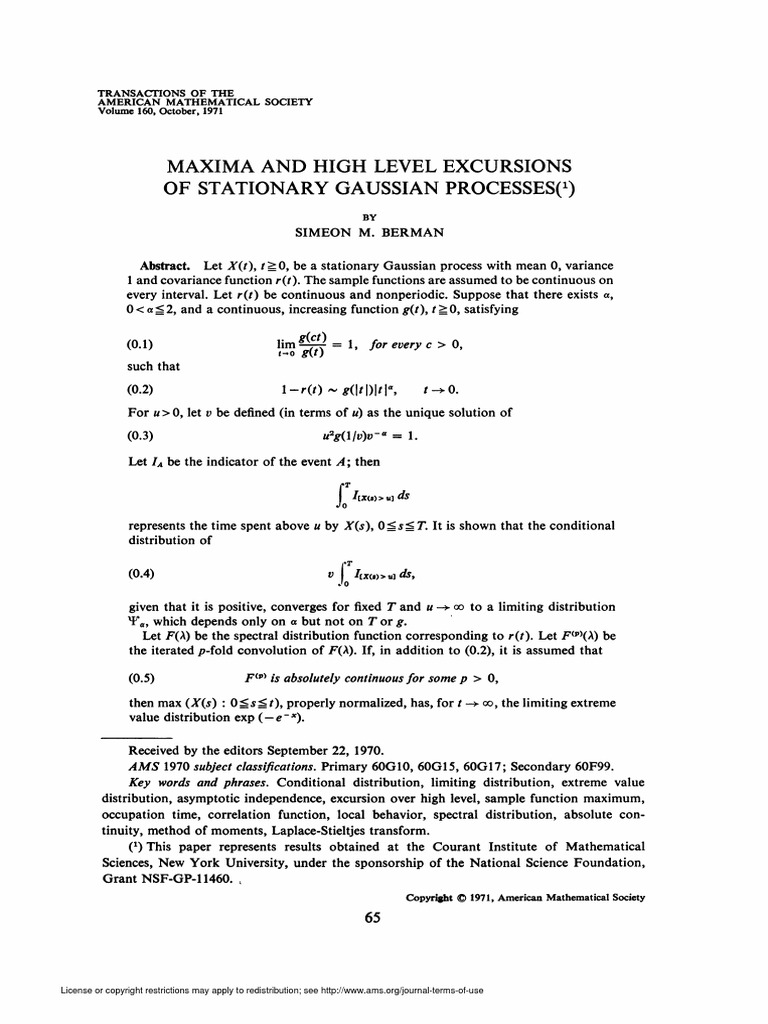 Maxima and High Level Excurions of Stationary Gaussian Processes by ...
