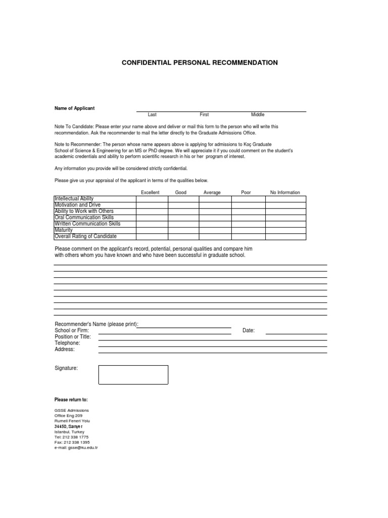 GSSE Recommendation Form | PDF | Career & Growth | Business
