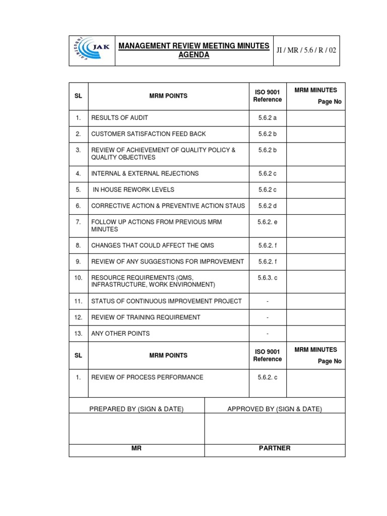 Management Review Meeting Minutes | PDF | Business | Technology ...