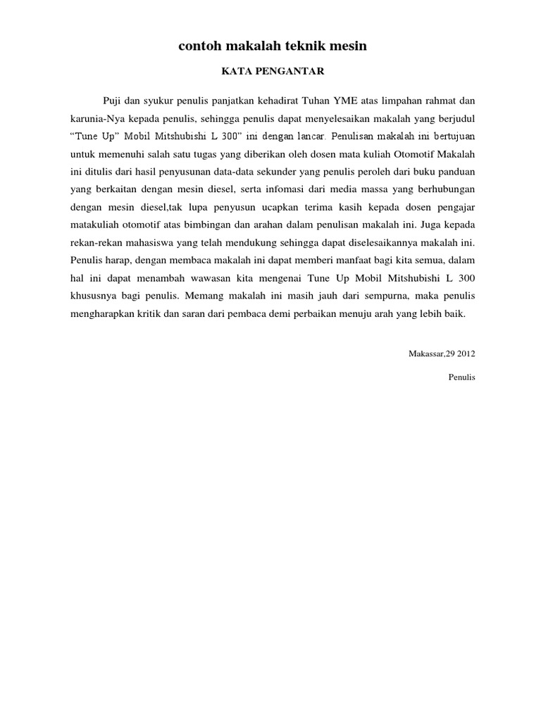 Contoh Makalah Teknik Mesin