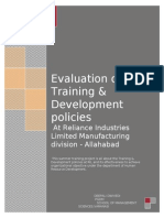 Evaluation of Training & Development Policies
