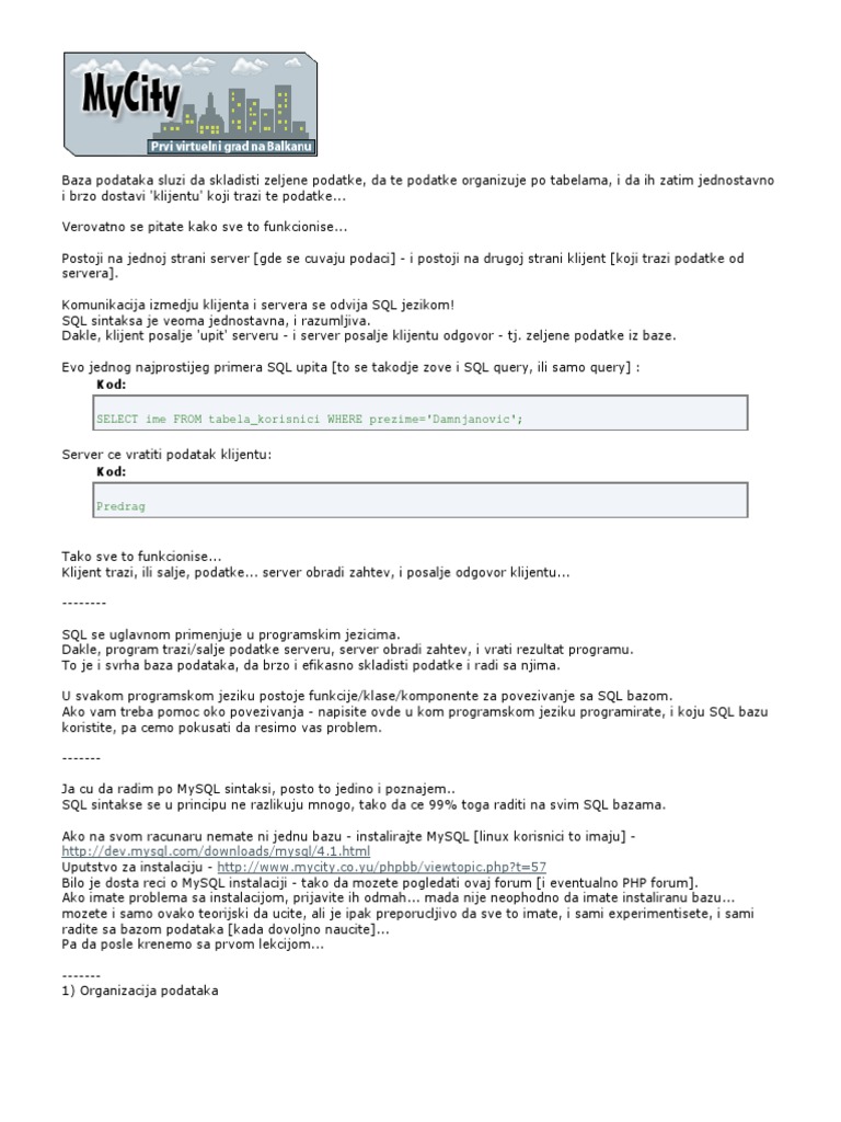 SQL Lekcije | PDF